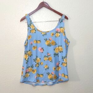 SLIGHTLY USED JOLIE & JOY ROSE TANK TOP 1X LIGHT BLUE WITH YELLOW & PINK FLOWER